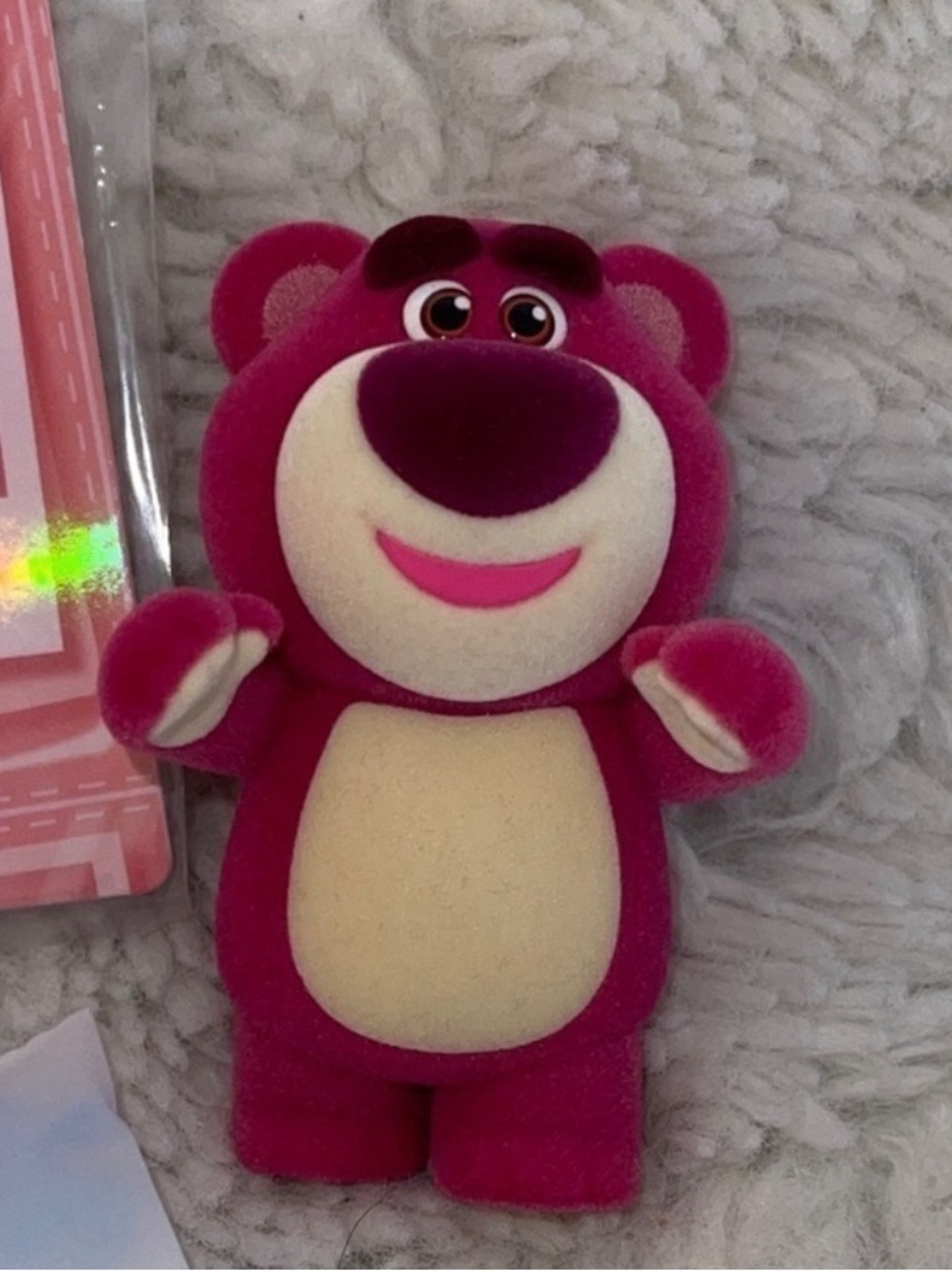 Popmart and toy story Lotso ( Pixar ) pink plastic with fuss on the plastic